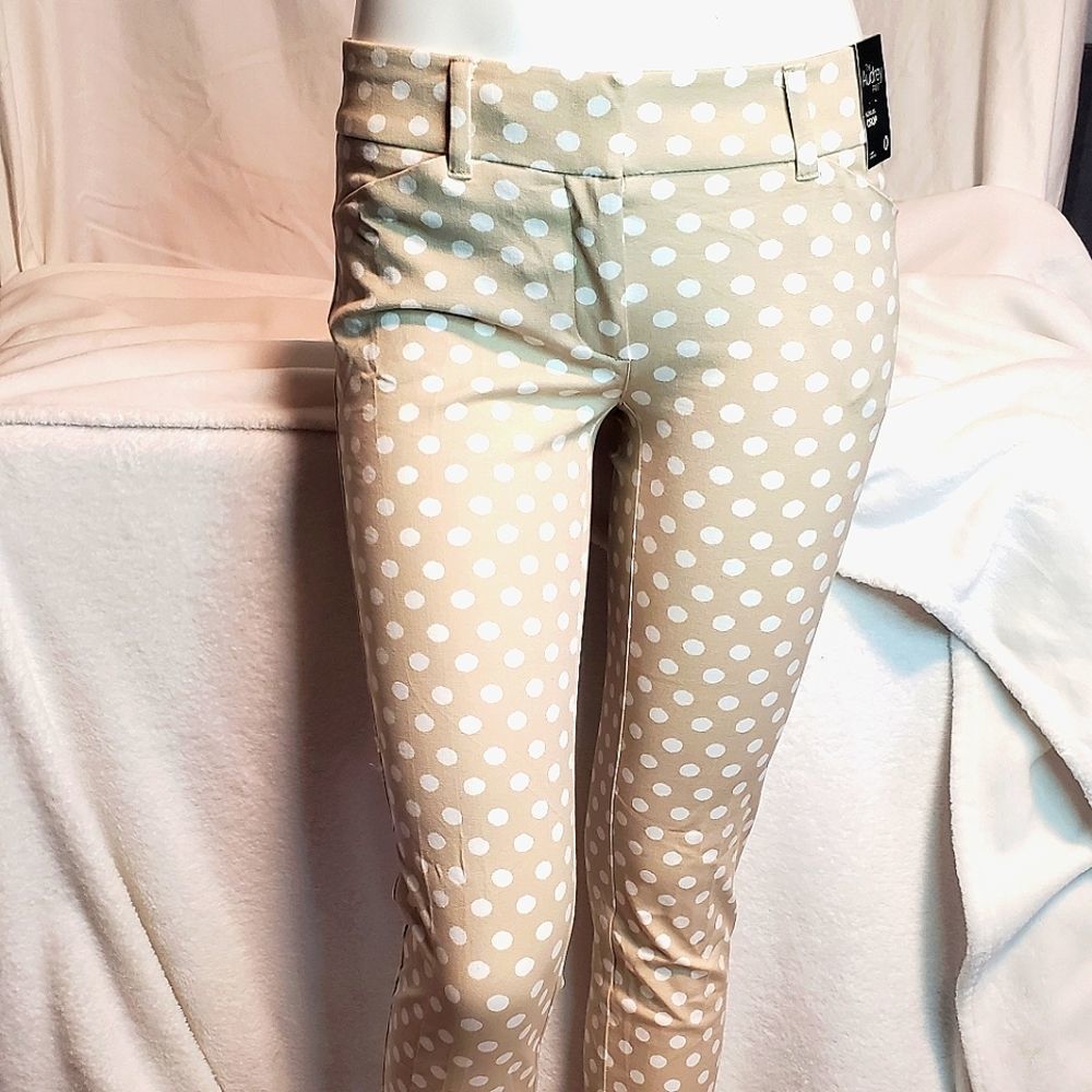 New York & Company Tan Polka Dot Pants